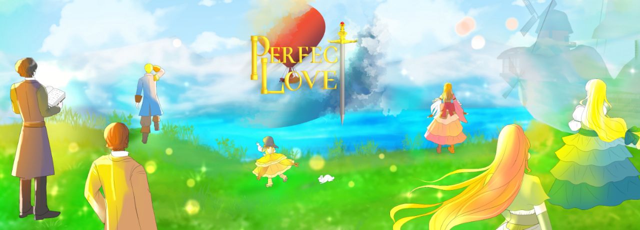 Perfect Love Christian Manga banner small with Main Characters facing the river and the sky